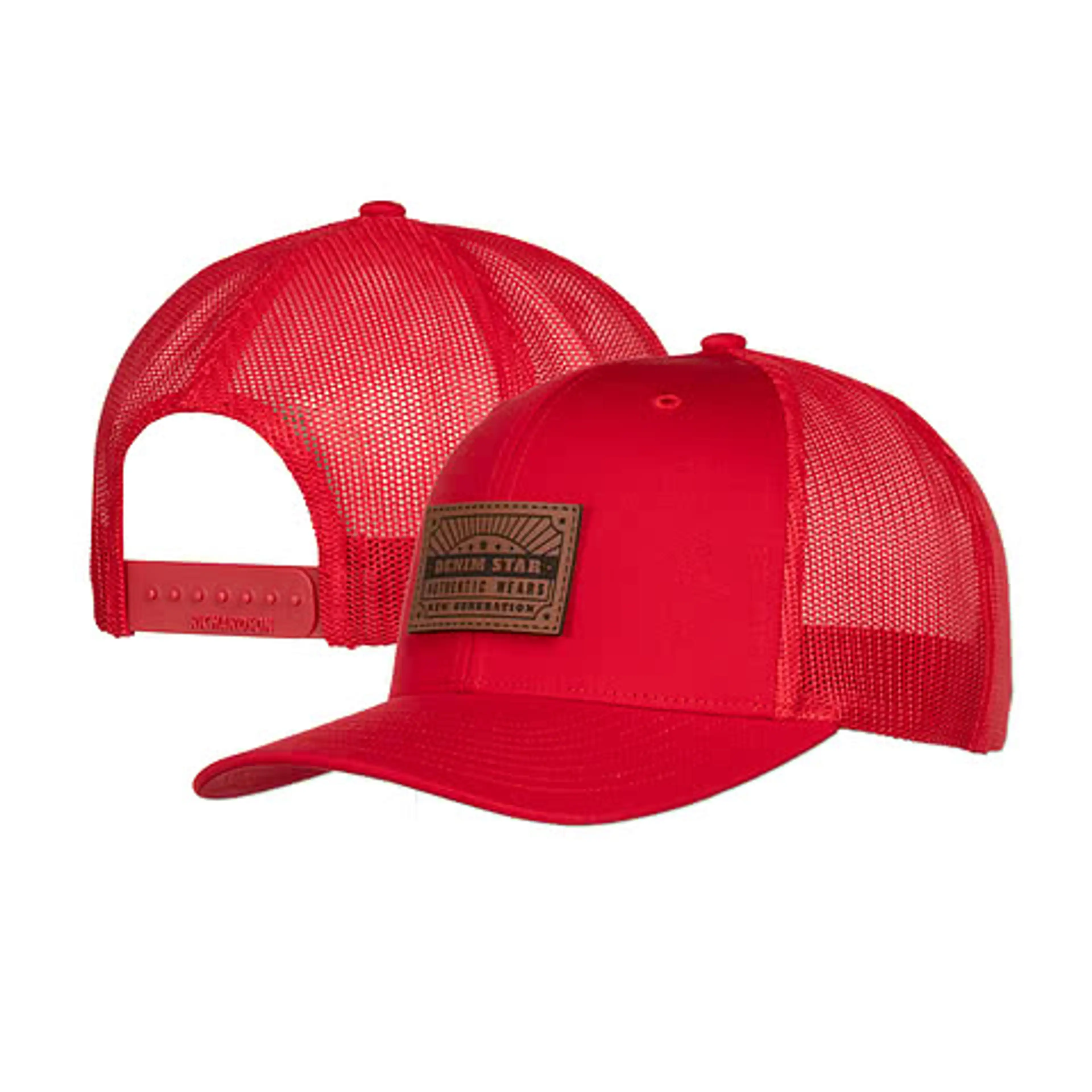 Richardson Snapback Trucker Hat - Rectangle Faux Leather Patch - Laser Engraved