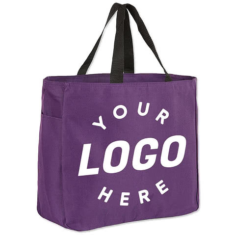 Port Authority Durable Side Pocket Poly Canvas Tote Bag