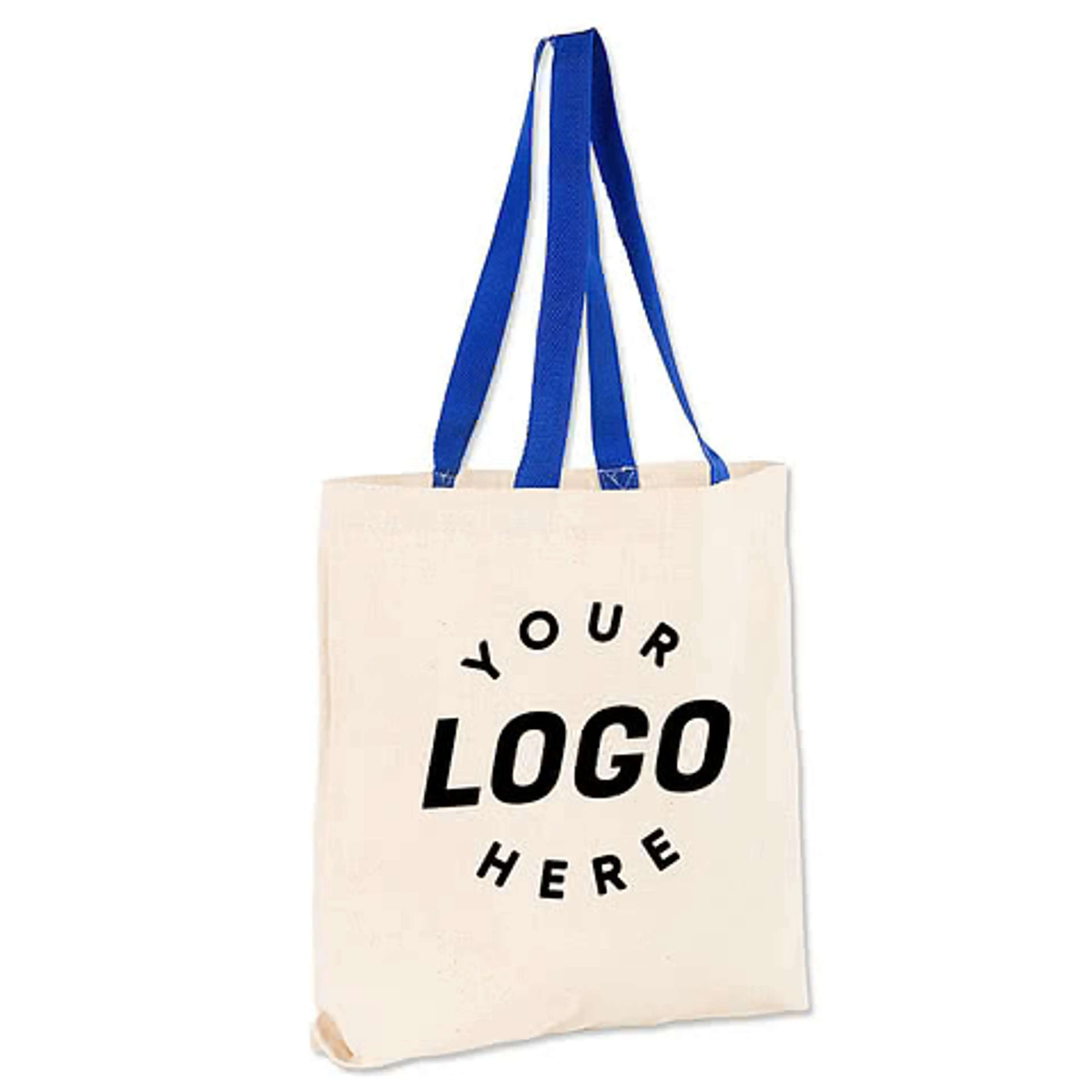 Midweight Contrast Handles Cotton Canvas Tote Bag