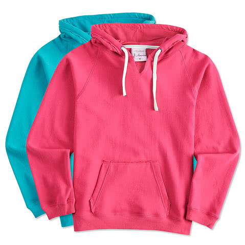 J. America Womens V-Neck Pullover Hoodie
