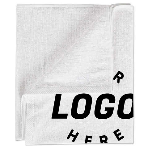 Midweight White Printed Beach Towel